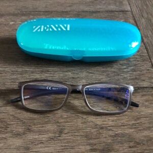 Zenni Brown and Black Reading Glasses with Case (1.5 strength) NWOT